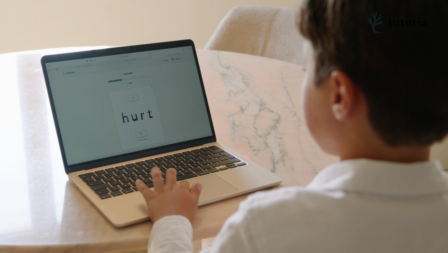 Tutoria dyslexia learning tool platform screen